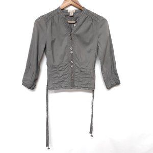 Anthro ELEVENSES Button Down Bomber Style Shirt